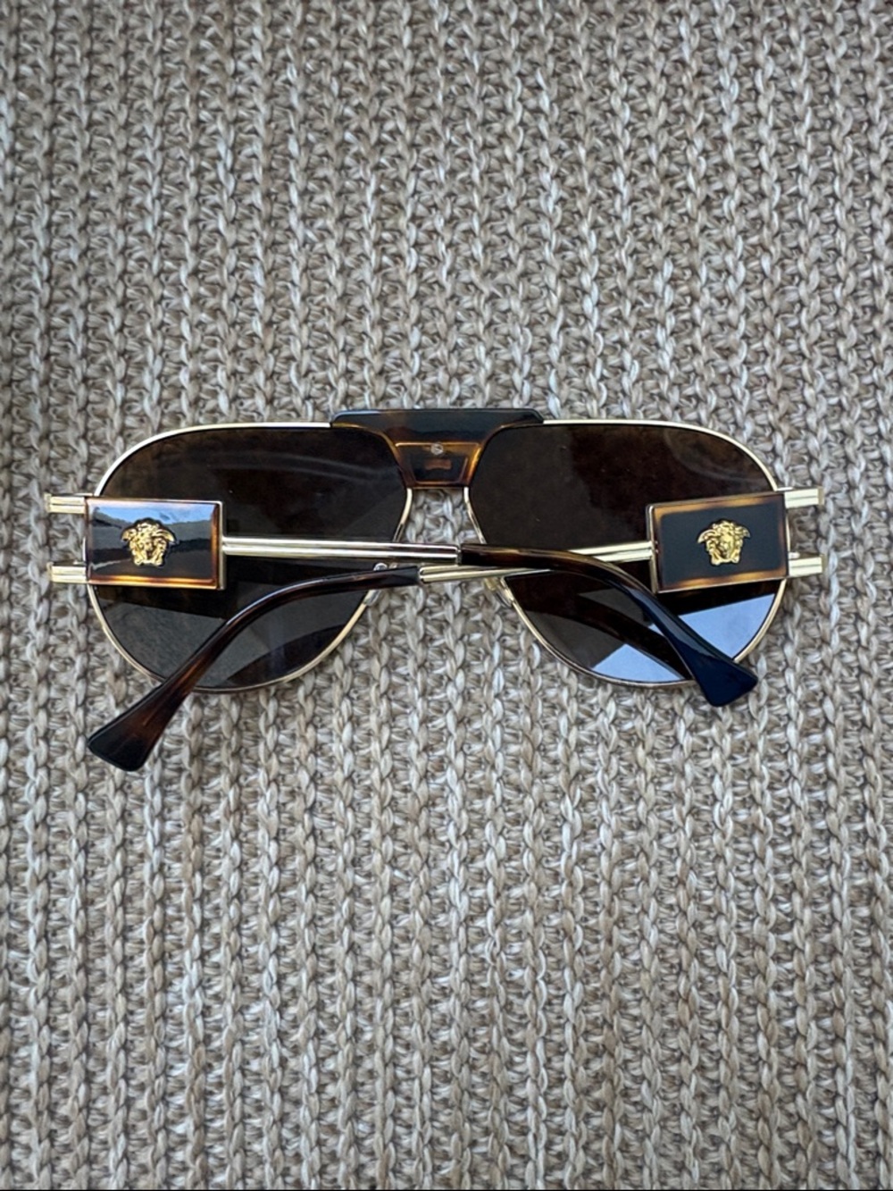 Versace Gold Aviator Sunglasses with Brown Lenses - Picture 2 of 6